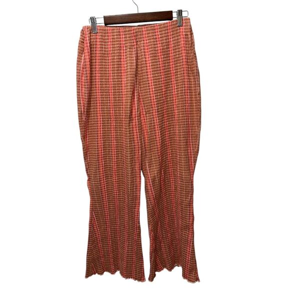 Free People Fine Line Flare Leg Pant in Rust Combo Size Medium Boho Women's - Picture 1 of 8
